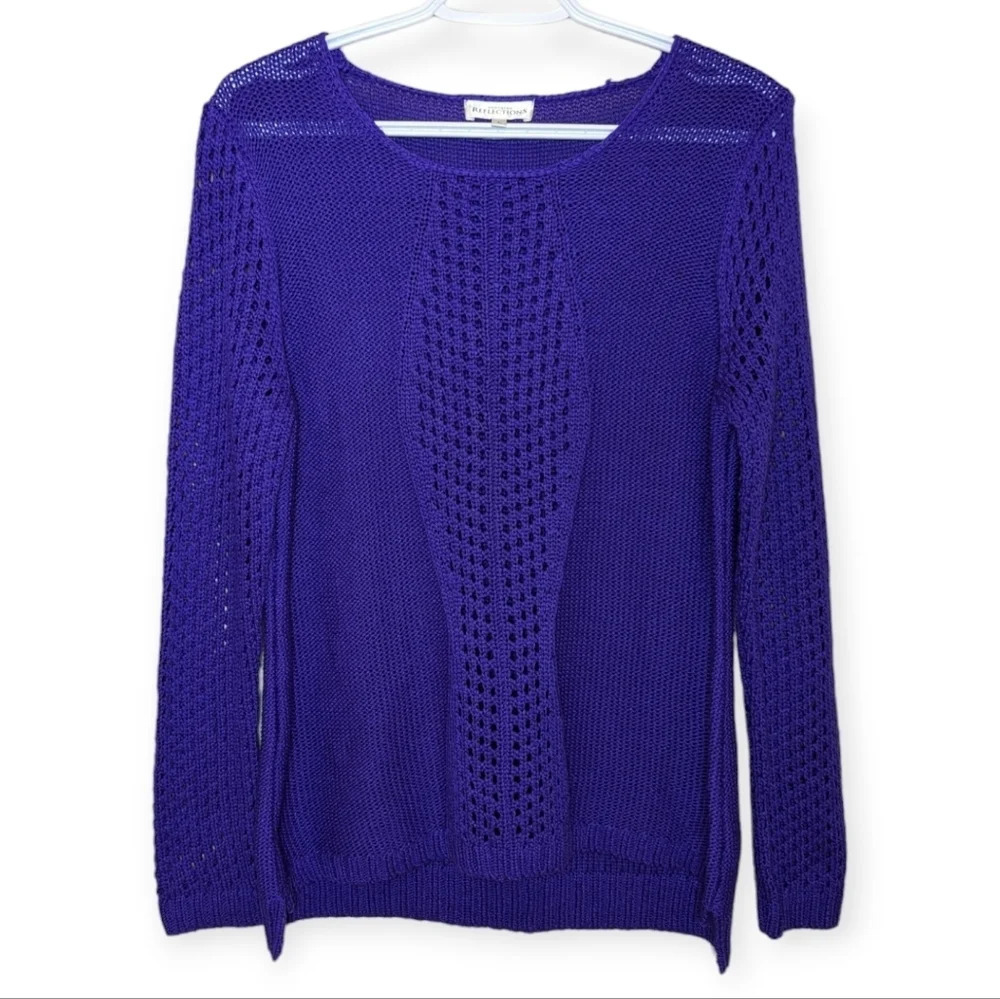 Northern Reflections Purple Knit Scoop Neck Sweater Top Large Woman's